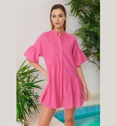 Снимка на Trendyol Pink Weaving 100% Cotton Wide Cut Mini Beach Dress