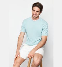 Снимка на Trendyol Premium Basic Mint Relaxed Cut Knitted Banded Textured Pique T-Shirt