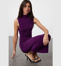 Снимка на Trendyol Purple Plain Gathered Maxi Zero Sleeve Draped Bodycone/Fits Body Stretch Knit Dress