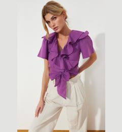 Снимка на Trendyol Purple Ruffle and Tie Detailed Woven Blouse