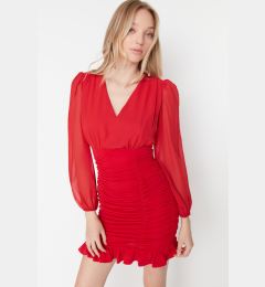 Снимка на Trendyol Red Gimped Bodycone тъкани рокля