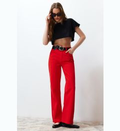 Снимка на Trendyol Red High Waist Wide Leg Jeans