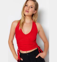 Снимка на Trendyol Red Knitted Crescent Blouse With Side Shims