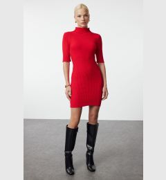 Снимка на Trendyol Red Mini Knitwear Stand Collar Dress