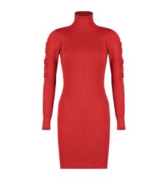 Снимка на Trendyol Red Mini Knitwear Turtleneck Sleeve Shirring Detailed Dress