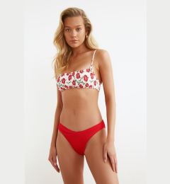 Снимка на Trendyol Red Textured V-Cut Bikini Bottoms