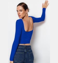 Снимка на Trendyol Saks Cotton Backless Fitted Stretch Knitted Blouse