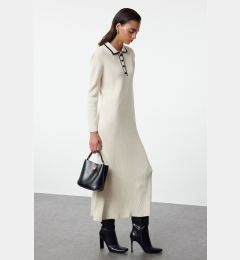Снимка на Trendyol Stone Polo Buttoned Collared Knitted Dress