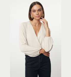 Снимка на Trendyol Stone Slim Double Breasted Collar Flexible Knitted Blouse
