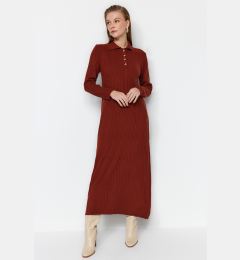 Снимка на Trendyol Tile Polo Collar Buttoned Relaxed Fit Rib Knit Dress