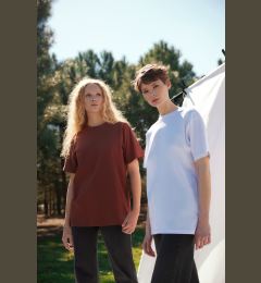 Снимка на Trendyol White More Sustainable 100% Organic Cotton Boyfriend Crew Neck Knitted T-Shirt