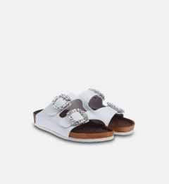 Снимка на Trendyol White Stone Accessory Detailed Double Buckled Women&#039;s Slippers TAXSS24TE00002