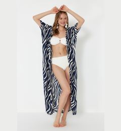Снимка на Trendyol Zebra Patterned Belted Maxi Woven Slit Beach Kimono&Caftan