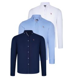 Снимка на TRIPLE SET G674 DEWBERRY MEN'S SHIRT-NAVY-WHITE-BABY BLUE