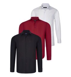 Снимка на TRIPLE SET G726 DEWBERRY SHIRT-BLACK-WHITE-BURGUNDY