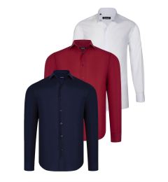 Снимка на TRIPLE SET G726 DEWBERRY SHIRT-WHITE-NAVY BLUE-BURGUNDY