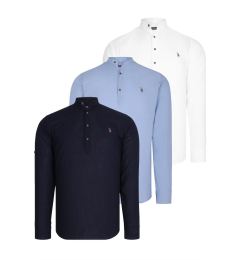 Снимка на TRIPLE SET G783 DEWBERRY JUDGE COLLAR SHIRT-NAVY-BLUE-WHITE-BLUE