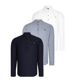 Снимка на TRIPLE SET G783 DEWBERRY JUDGE COLLAR SHIRT-NAVY BLUE-WHITE-GREY