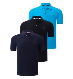 Снимка на TRIPLE SET T8561 DEWBERRY MEN'S T-SHIRT-BLACK-NAVY-BLUE