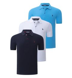 Снимка на TRIPLE SET T8561 DEWBERRY MEN'S T-SHIRT-WHITE-NAVY-BLUE