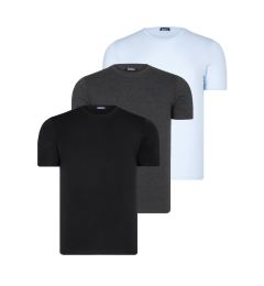 Снимка на TRIPLE SET T8569 DEWBERRY BIKE COLLAR MENS T-SHIRT-BLACK-BLUE-ANTHRACITE