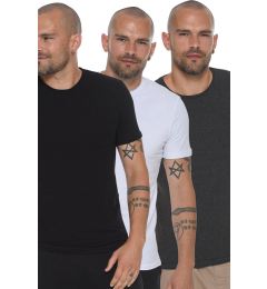 Снимка на TRIPLE SET T8569 DEWBERRY BIKE COLLAR MEN'S T-SHIRT-BLACK-WHITE-ANTHRACITE