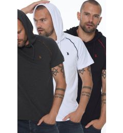 Снимка на TRIPLE SET T8570 DEWBERRY HOODED MEN'S T-SHIRT-ANTHRACITE-WHITE-NAVY BLUE