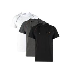 Снимка на TRIPLE SET T8570 DEWBERRY HOODED MEN'S T-SHIRT-BLACK-WHITE-ANTHRACITE