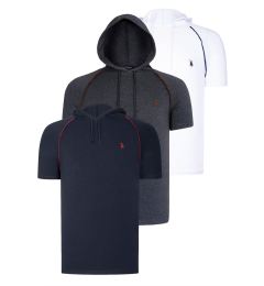Снимка на TRIPLE SET T8570 DEWBERRY HOODIE MEN'S T-SHIRT-NAVY BLUE-ANTHRACITE-WHITE
