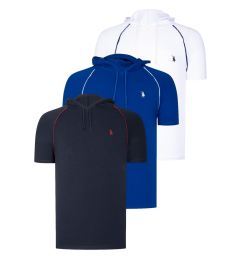 Снимка на TRIPLE SET T8570 DEWBERRY HOODIE MEN'S T-SHIRT-NAVY BLUE-WHITE-SAKS