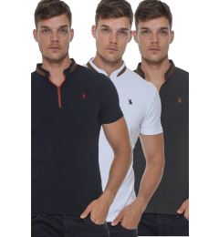 Снимка на TRIPLE SET T8571 DEWBERRY ZIPPERED MEN'S T-SHIRT-ANTHRACITE-WHITE-NAVY BLUE