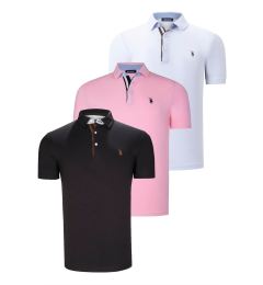 Снимка на TRIPLE SET T8582 DEWBERRY MENS T-SHIRT-BLACK-WHITE-PINK