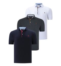 Снимка на TRIPLE SET T8582 DEWBERRY MENS T-SHIRT-NAVY BLUE-ANTHRACITE-WHITE