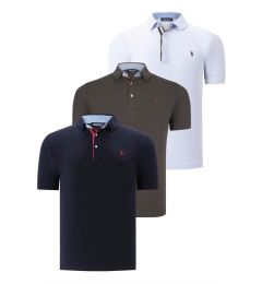 Снимка на TRIPLE SET T8582 DEWBERRY MENS T-SHIRT-NAVY BLUE-WHITE-KHAKI