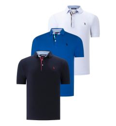 Снимка на TRIPLE SET T8582 DEWBERRY MENS T-SHIRT-NAVY BLUE-WHITE-SAKS