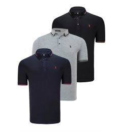 Снимка на TRIPLE SET T8586 DEWBERRY MEN'S T-SHIRT-BLACK-NAVY-GREY