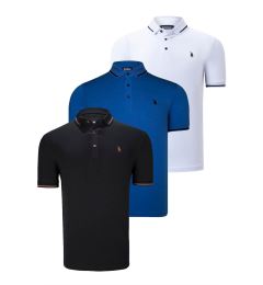 Снимка на TRIPLE SET T8586 DEWBERRY MEN'S T-SHIRT-BLACK-WHITE-SAKS
