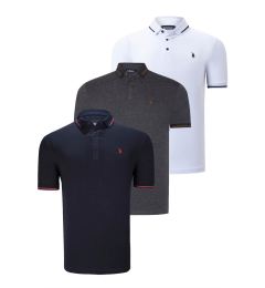 Снимка на TRIPLE SET T8586 DEWBERRY MEN'S T-SHIRT-NAVY-WHITE-ANTHRACITE