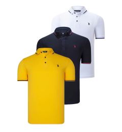 Снимка на TRIPLE SET T8586 DEWBERRY MEN'S T-SHIRT-NAVY-WHITE-YELLOW
