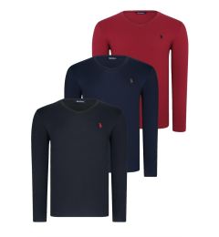Снимка на TRIPLE SET T8587 DEWBERRY V-NECK MEN'S SWEATSHIRT-BLACK-NAVY-BURGUNDY