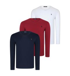 Снимка на TRIPLE SET T8587 DEWBERRY V-NECK MEN'S SWEATSHIRT-WHITE-NAVY-BURGUNDY