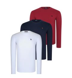 Снимка на TRIPLE SET T8588 DEWBERRY ROUND NECK MEN'S SWEATSHIRT-WHITE-NAVY-BURGUNDY