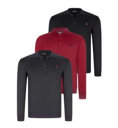 Снимка на TRIPLE SET V4007 DEWBERRY MEN'S SWEATSHIRT-BLACK-NAVY-BURGUNDY
