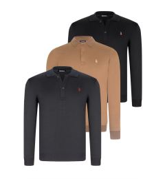 Снимка на TRIPLE SET V4007 DEWBERRY MEN'S SWEATSHIRT-BLACK-NAVY-CAMEL
