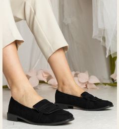 Снимка на UR/CEO Black classic women's moccasins in eco-suede Laiza