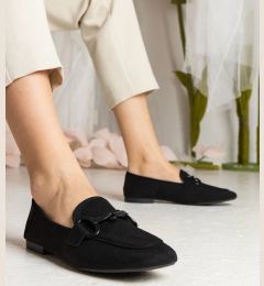 Снимка на UR/CEO Black perforated women's moccasins with decoration Mensory