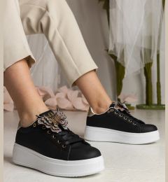 Снимка на UR/CEO Black sneakers decorated with a rhinestone butterfly Kariba