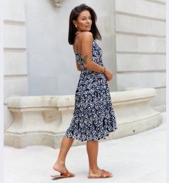 Снимка на UR/CEO Navy midi dress with white flowers Guantai