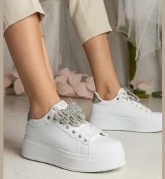 Снимка на UR/CEO White-silver sneakers adorned with a butterfly with rhinestones Kariba