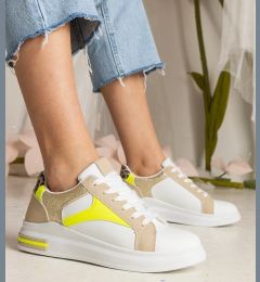 Снимка на UR/CEO White women's sneakers with glitter and animal print Wellos